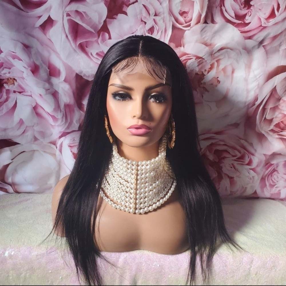 100% Human hair closure wig 18